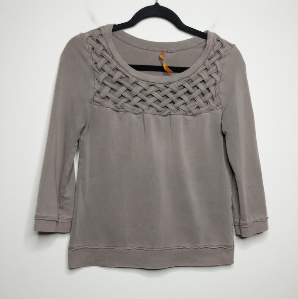 Anthro Saturday Sunday Woven Pullover Brown XS